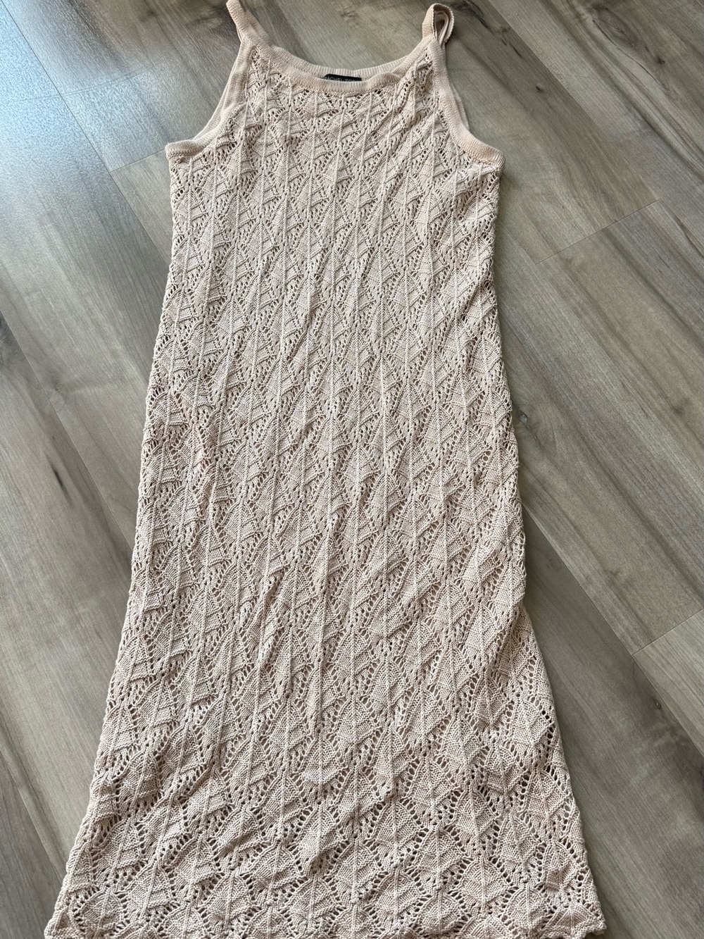 Rachel Zoe Light Beige Crochet Knit Maxi Dress